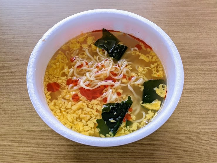 完成した評判屋かきたまピリ辛塩ラーメン