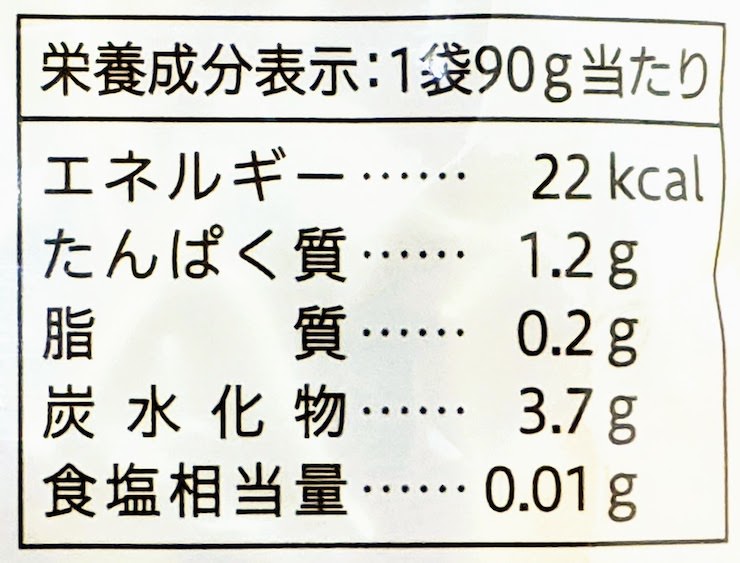 セブンプレミアム山菜ミックス 栄養成分表示