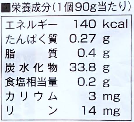 越後のおにぎりの栄養成分表示