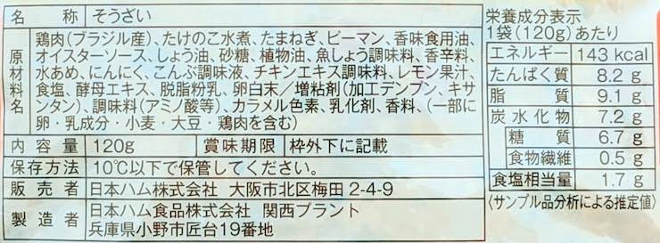 ごはんにちょいかけ！ガパオの原材料名、栄養成分表示