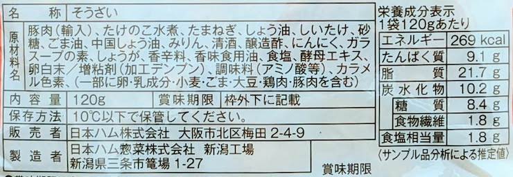 ごはんにちょいかけ！台湾ルーロー飯の原材料名、栄養成分表示